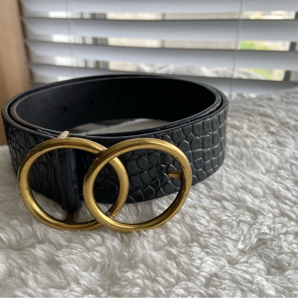 Auxiliary double ring croc embossed belt 2XS